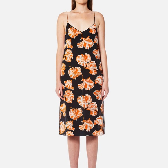 Ganni orange/black shell midi dress - Picture 6 of 6
